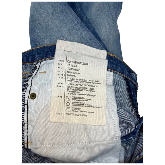 Current Elliott The Stiletto Ankle Skinny Carnival Blue 27 - Picture 9 of 14